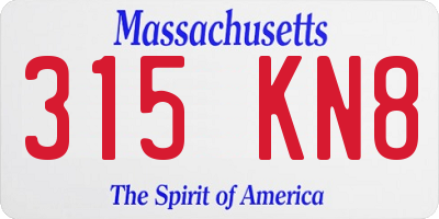 MA license plate 315KN8