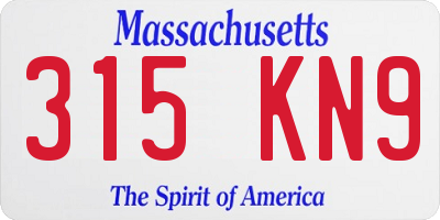 MA license plate 315KN9