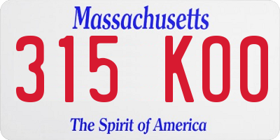 MA license plate 315KO0