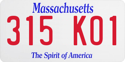MA license plate 315KO1
