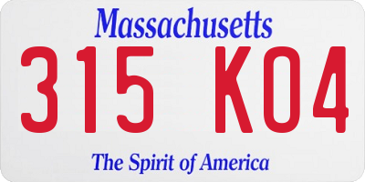 MA license plate 315KO4
