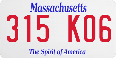 MA license plate 315KO6