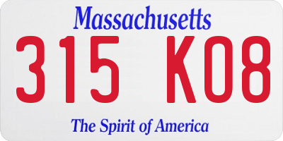 MA license plate 315KO8
