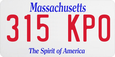 MA license plate 315KP0
