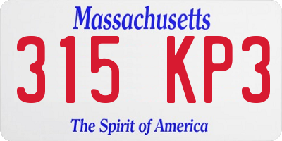 MA license plate 315KP3