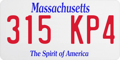MA license plate 315KP4