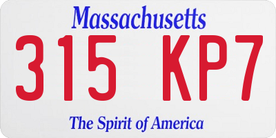 MA license plate 315KP7