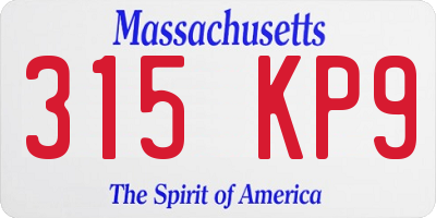 MA license plate 315KP9