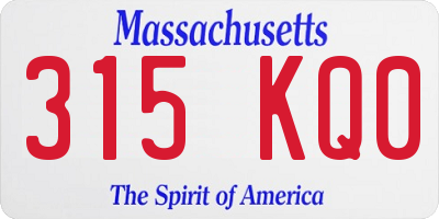 MA license plate 315KQ0
