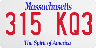 MA license plate 315KQ3