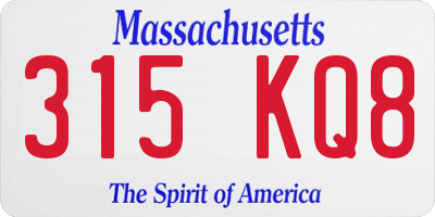 MA license plate 315KQ8