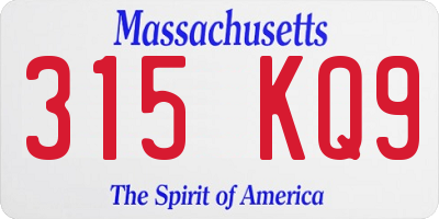 MA license plate 315KQ9