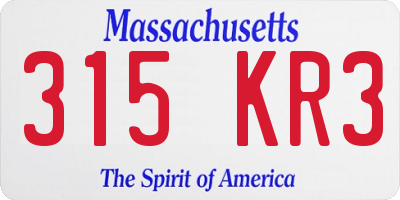 MA license plate 315KR3