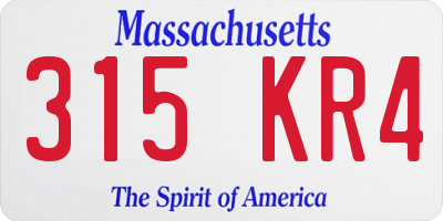 MA license plate 315KR4