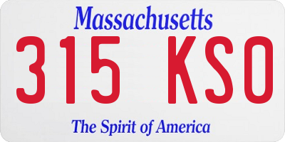 MA license plate 315KS0