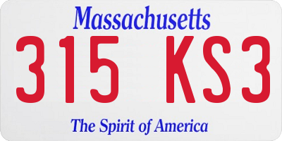 MA license plate 315KS3