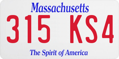 MA license plate 315KS4