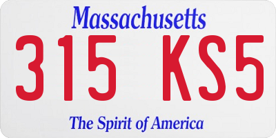 MA license plate 315KS5