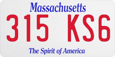 MA license plate 315KS6
