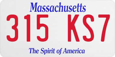 MA license plate 315KS7