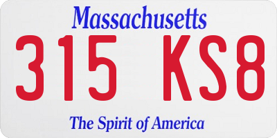 MA license plate 315KS8