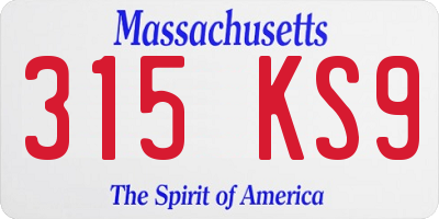 MA license plate 315KS9