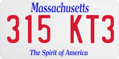 MA license plate 315KT3