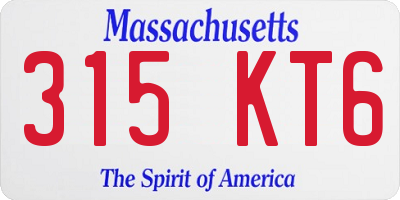 MA license plate 315KT6