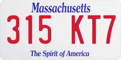 MA license plate 315KT7