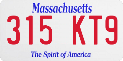 MA license plate 315KT9
