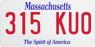 MA license plate 315KU0