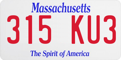 MA license plate 315KU3