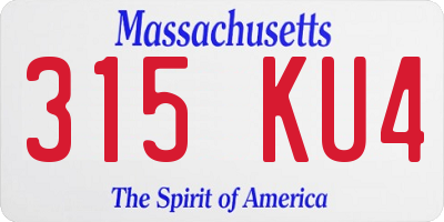 MA license plate 315KU4
