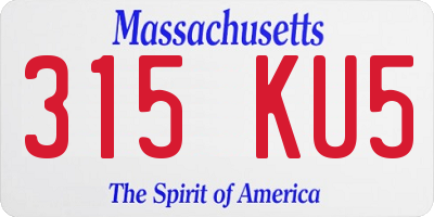 MA license plate 315KU5
