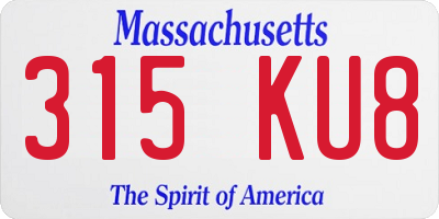 MA license plate 315KU8