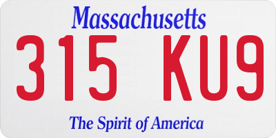 MA license plate 315KU9