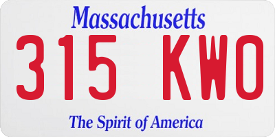 MA license plate 315KW0