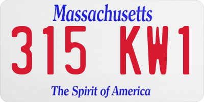 MA license plate 315KW1