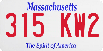 MA license plate 315KW2
