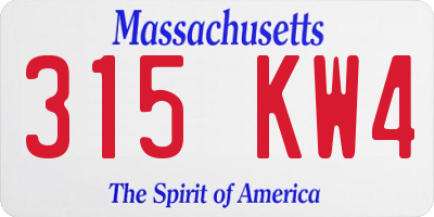 MA license plate 315KW4