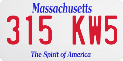 MA license plate 315KW5