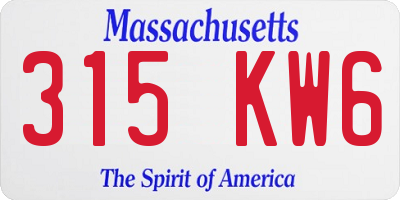 MA license plate 315KW6