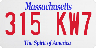 MA license plate 315KW7