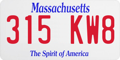 MA license plate 315KW8