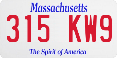 MA license plate 315KW9
