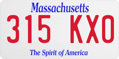 MA license plate 315KX0