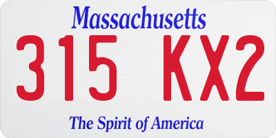 MA license plate 315KX2
