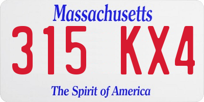 MA license plate 315KX4