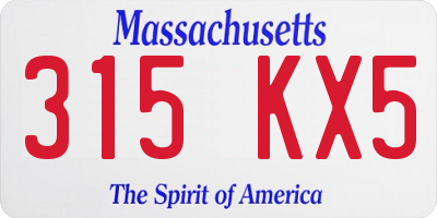 MA license plate 315KX5