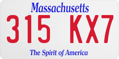 MA license plate 315KX7